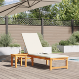 Sun Lounger Reclining Brown 202 x 53 x 89 cm Solid Acacia Wood