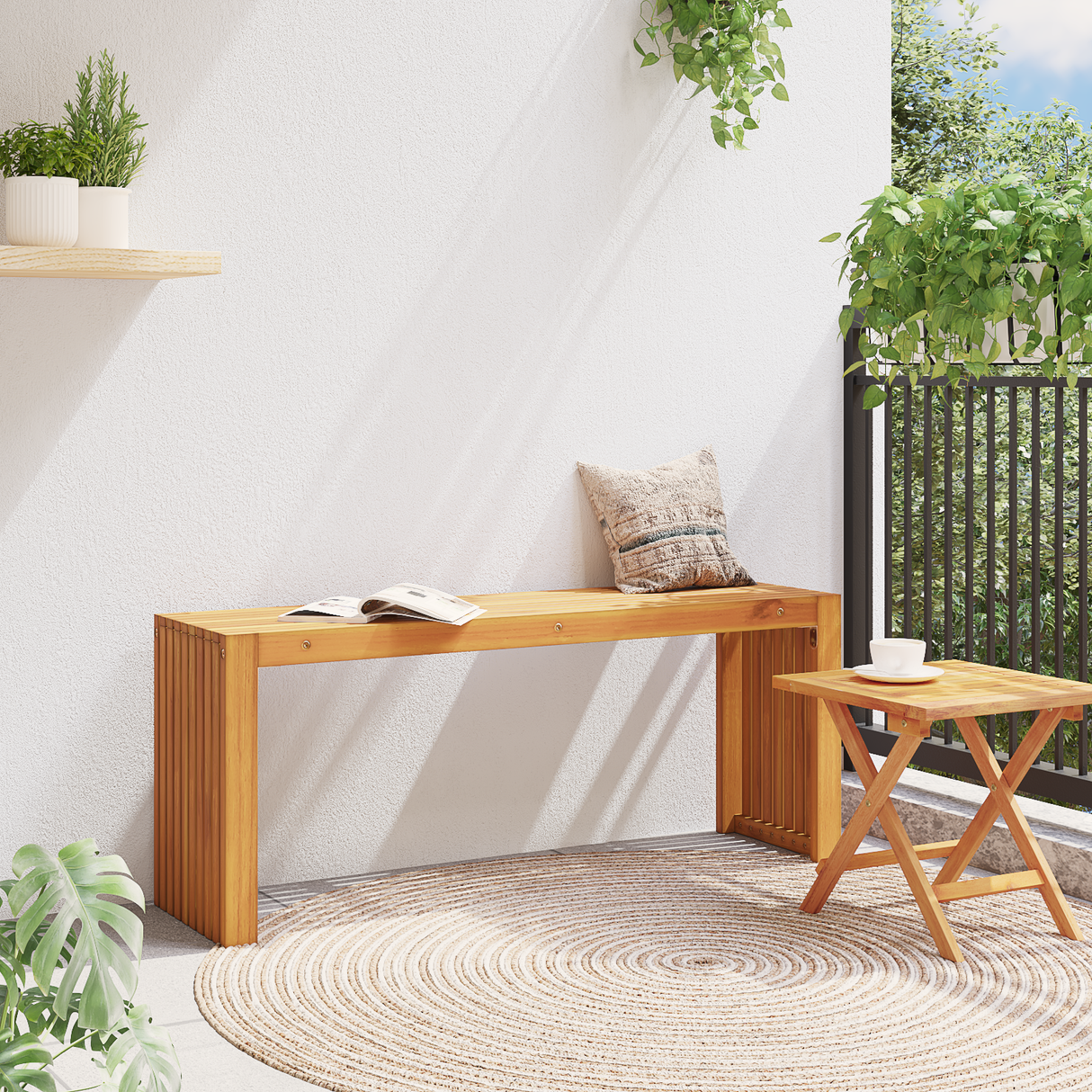 Bench Oil Natural 110 x 30 x 45 cm Solid Teak Wood