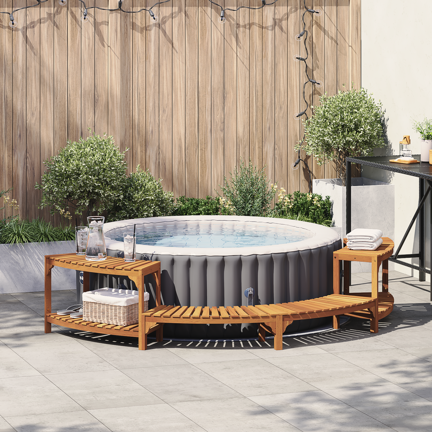 Hot Tub Surround Half-Round Brown 272 x 120 x 55,5 cm