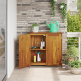 Garden Cabinet with Shelf with Door Natural Solid Acacia Wood - Top-Down View