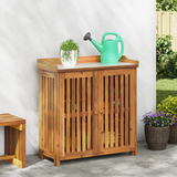 Garden Cabinet Brown 93 x 41.5 x 98cm Solid Acacia Wood - Side View