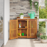 Garden Cabinet Brown 93 x 41.5 x 98cm Solid Acacia Wood - Top-Down View