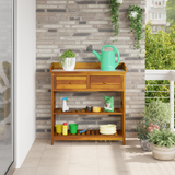 Garden Cabinet Brown 93 x 41.5 x 98cm Solid Acacia Wood - Top-Down View