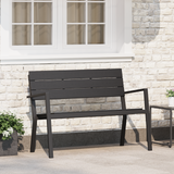 Garden Bench Black 118 x 54 x 77cm Steel - Front View