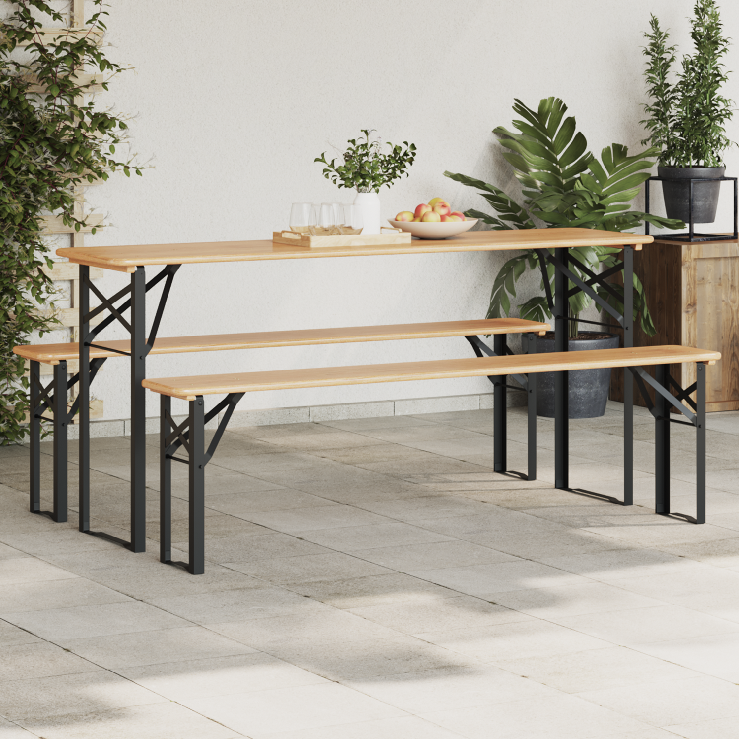 Beer Table Leg 2 pcs Black 39 x 3 x 75 cm Powder-Coated Steel