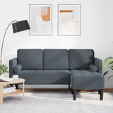 Sofa Set with Cushion Dark Grey Polyester - Front View