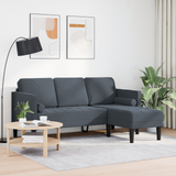 Sofa Set with Cushion Dark Grey Polyester - Side View