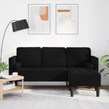 Sofa Set with Cushion Black Polyester - Front View