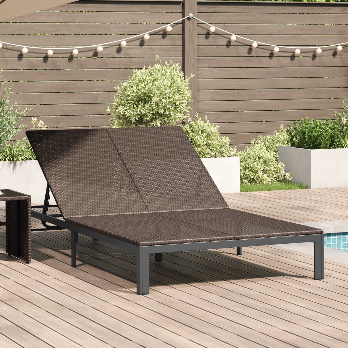 Sunbed Brown 206 x 115 x 75 cm Poly Rattan