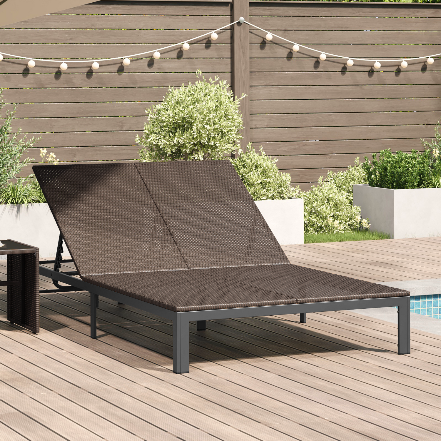 Sunbed Brown 206 x 115 x 75 cm Poly Rattan