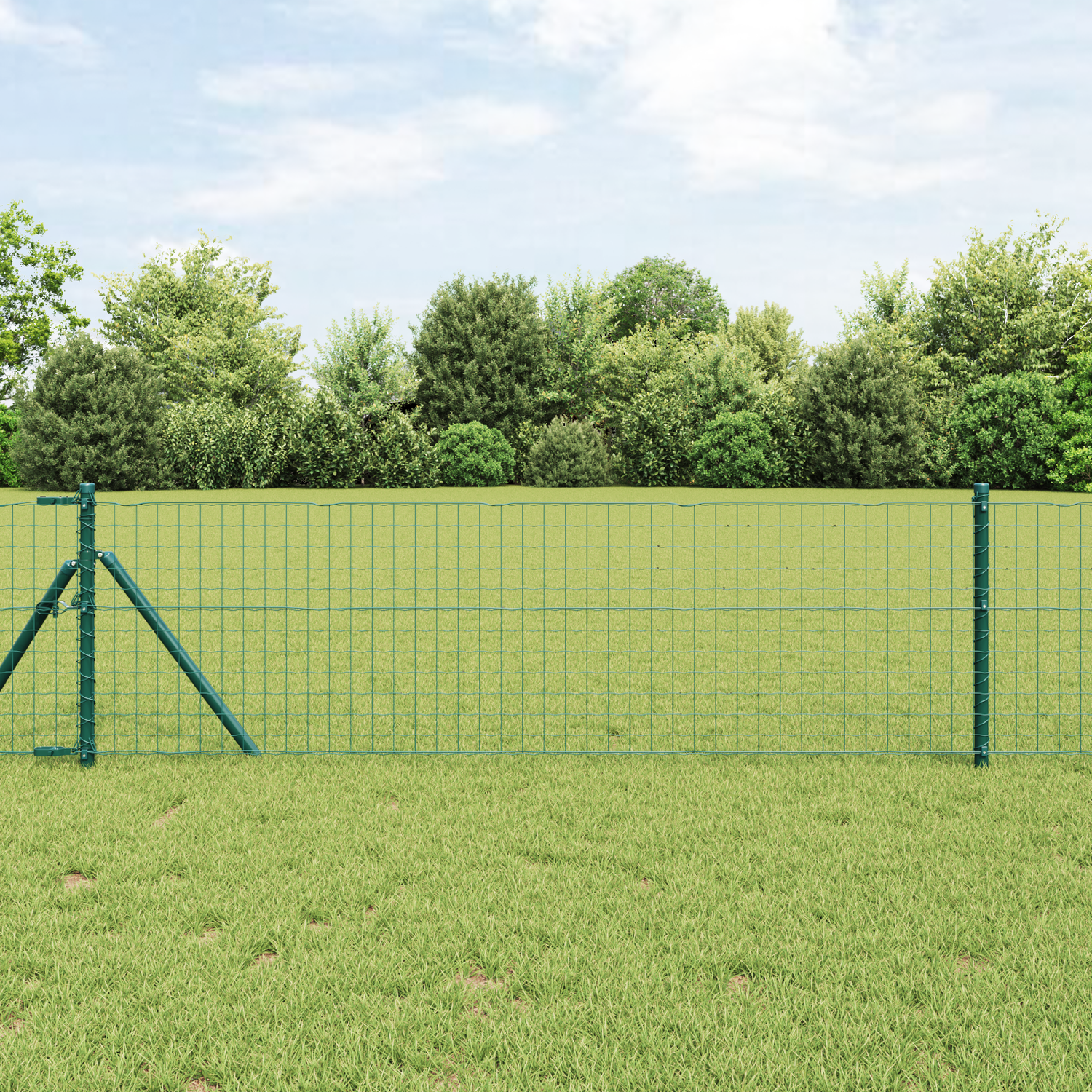 Embedded Fence Post 13 pcs Green Powder-Coated Steel