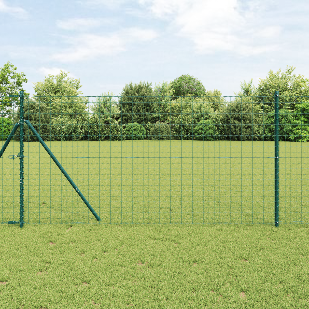 Embedded Fence Post 13 pcs Green Powder-Coated Steel