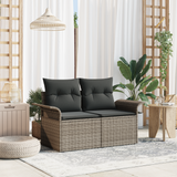 Garden Sofa with Cushion Grey 141 x 62 x 69 cm Poly Rattan - Front View