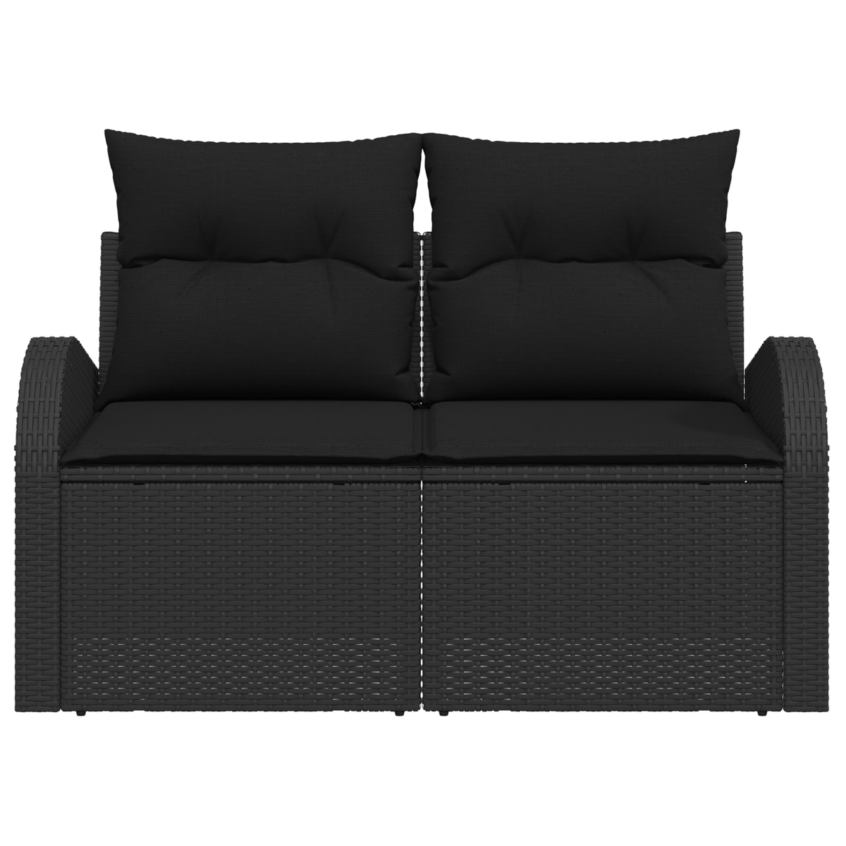 Garden Sofa with Cushion Black 124 x 62 x 69cm Poly Rattan