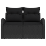Garden Sofa with Cushion Black 124 x 62 x 69cm Poly Rattan - Side View