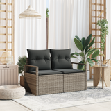 Garden Sofa with Cushion 120 x 62 x 69 cm. Poly Rattan - Front View