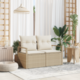 Garden Sofa with Cushion 120 x 62 x 69 cm. Poly Rattan
