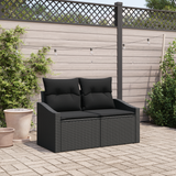 Garden Sofa with Cushion 123 x 62 x 69 cm Poly Rattan - Front View