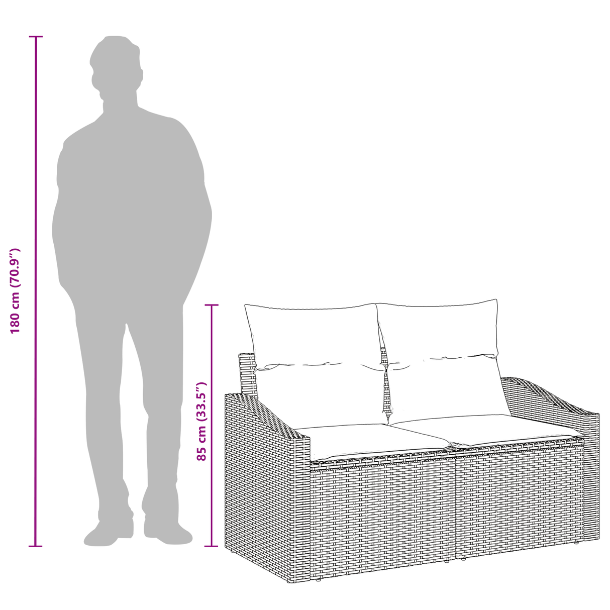 Garden Sofa with Cushion 123 x 62 x 69 cm Poly Rattan