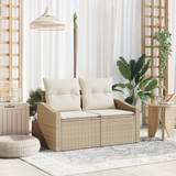Garden Sofa with Cushion 123 x 62 x 69 cm Poly Rattan - Front View