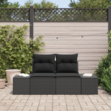 Garden Sofa with Cushion Black 184 x 62 x 69 cm Poly Rattan - Side View