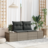Garden Sofa with Cushion Grey 184 x 62 x 69 cm Poly Rattan - Front View