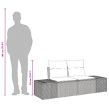 Garden Sofa with Cushion Grey 184 x 62 x 69 cm Poly Rattan - 45-Degree Angle