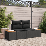 Garden Sofa Black 184 x 62 x 85cm Poly Rattan - Front View
