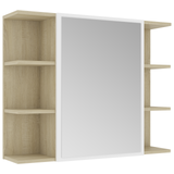 Bathroom Mirror Cabinet White and Sonoma Oak 80x20.5x64 cm Engineered Wood