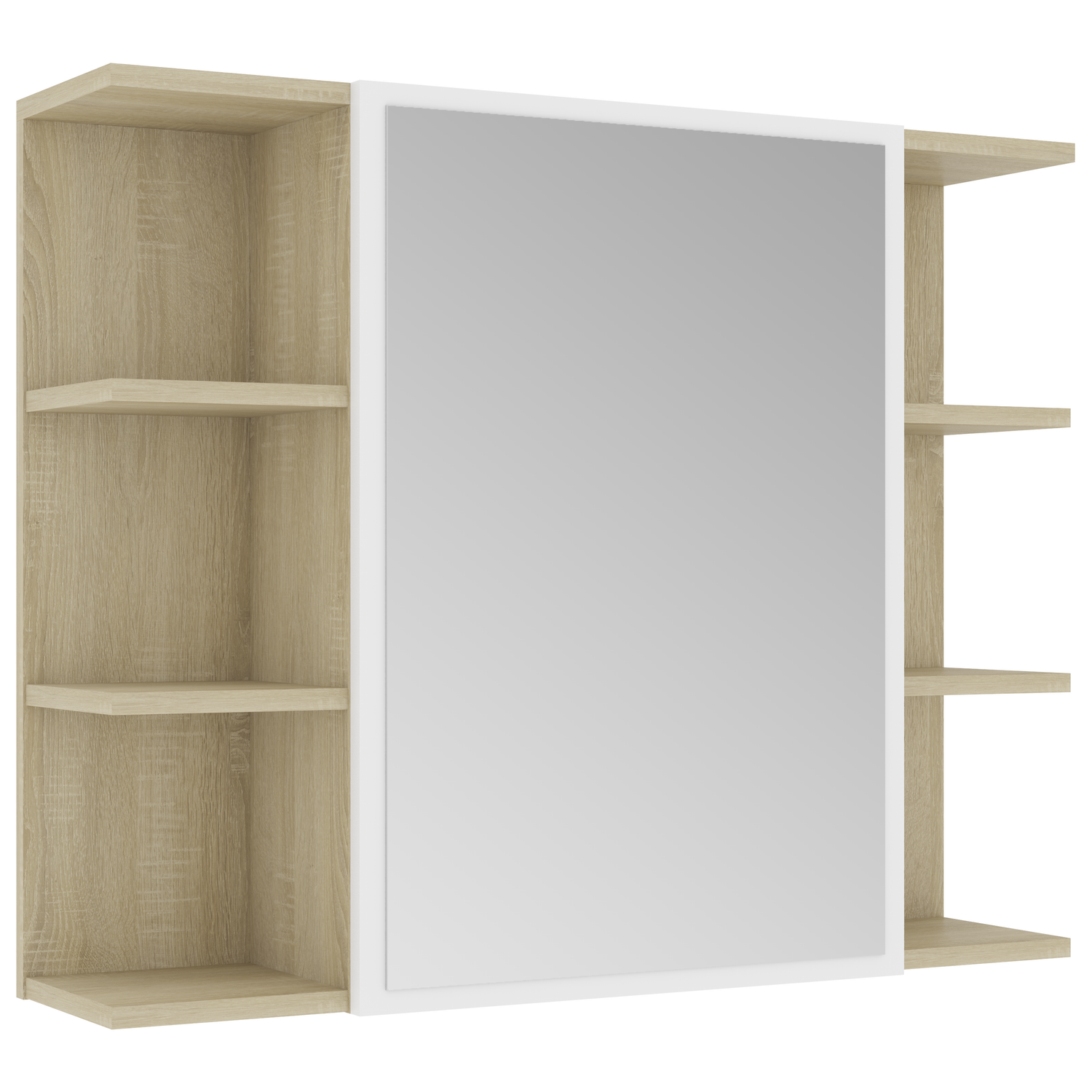 Bathroom Mirror Cabinet White and Sonoma Oak 80x20.5x64 cm Engineered Wood