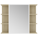 Bathroom Mirror Cabinet White and Sonoma Oak 80x20.5x64 cm Engineered Wood