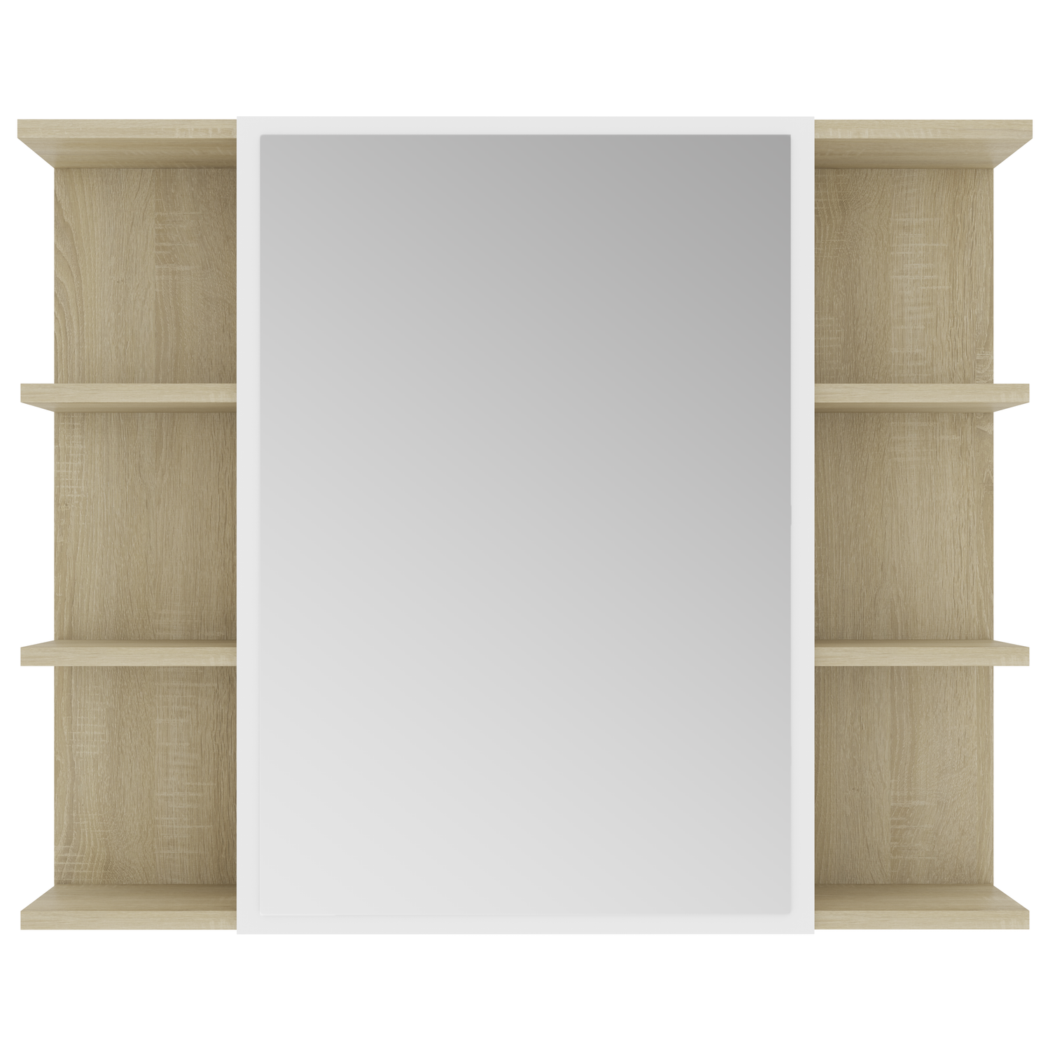 Bathroom Mirror Cabinet White and Sonoma Oak 80x20.5x64 cm Engineered Wood