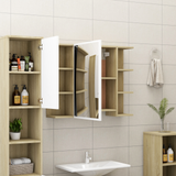 Bathroom Mirror Cabinet White and Sonoma Oak 80x20.5x64 cm Engineered Wood