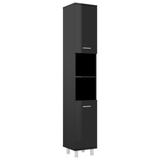 Bathroom Cabinet High Gloss Black 30x30x179 cm Engineered Wood - Front View