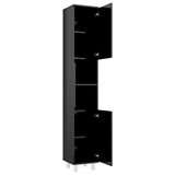 Bathroom Cabinet High Gloss Black 30x30x179 cm Engineered Wood