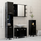 Bathroom Cabinet High Gloss Black 30x30x179 cm Engineered Wood