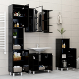 Bathroom Cabinet High Gloss Black 30x30x179 cm Engineered Wood - Top-Down View