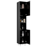 Bathroom Cabinet High Gloss Black 30x30x179 cm Engineered Wood - Side View