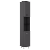 Bathroom Cabinet High Gloss Grey 30x30x179 cm Engineered Wood