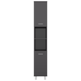 Bathroom Cabinet High Gloss Grey 30x30x179 cm Engineered Wood