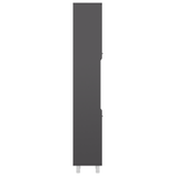 Bathroom Cabinet High Gloss Grey 30x30x179 cm Engineered Wood