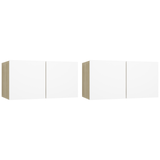 Hanging TV Cabinets 2 pcs White and Sonoma Oak 60x30x30 cm - Front View