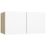 Hanging TV Cabinets 2 pcs White and Sonoma Oak 60x30x30 cm - 45-Degree Angle