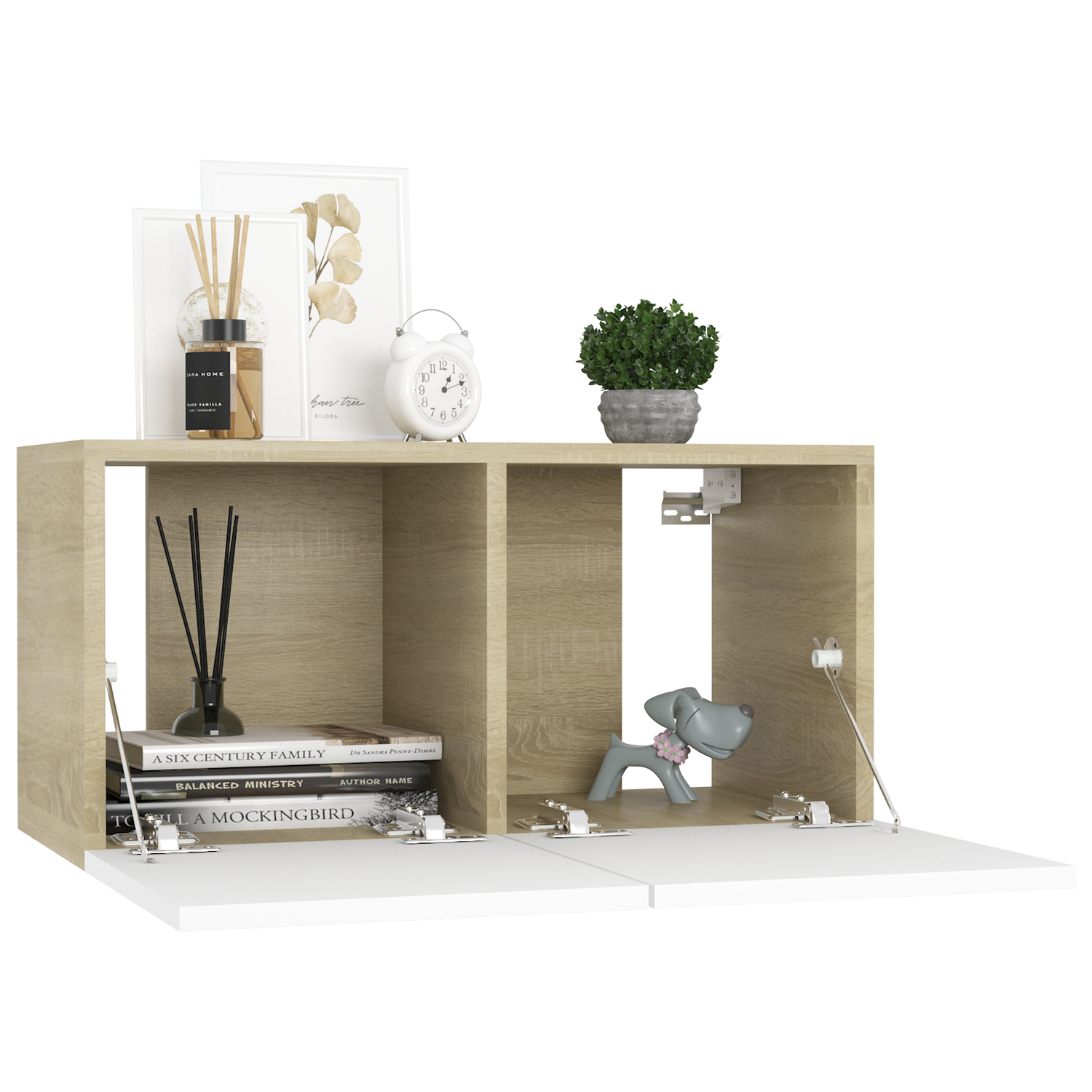 Hanging TV Cabinets 3 pcs White and Sonoma Oak 60x30x30 cm