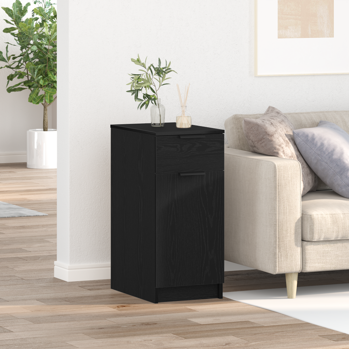 Office Cabinet Black Oak 33 x 50 x 75 cm Engineered Wood