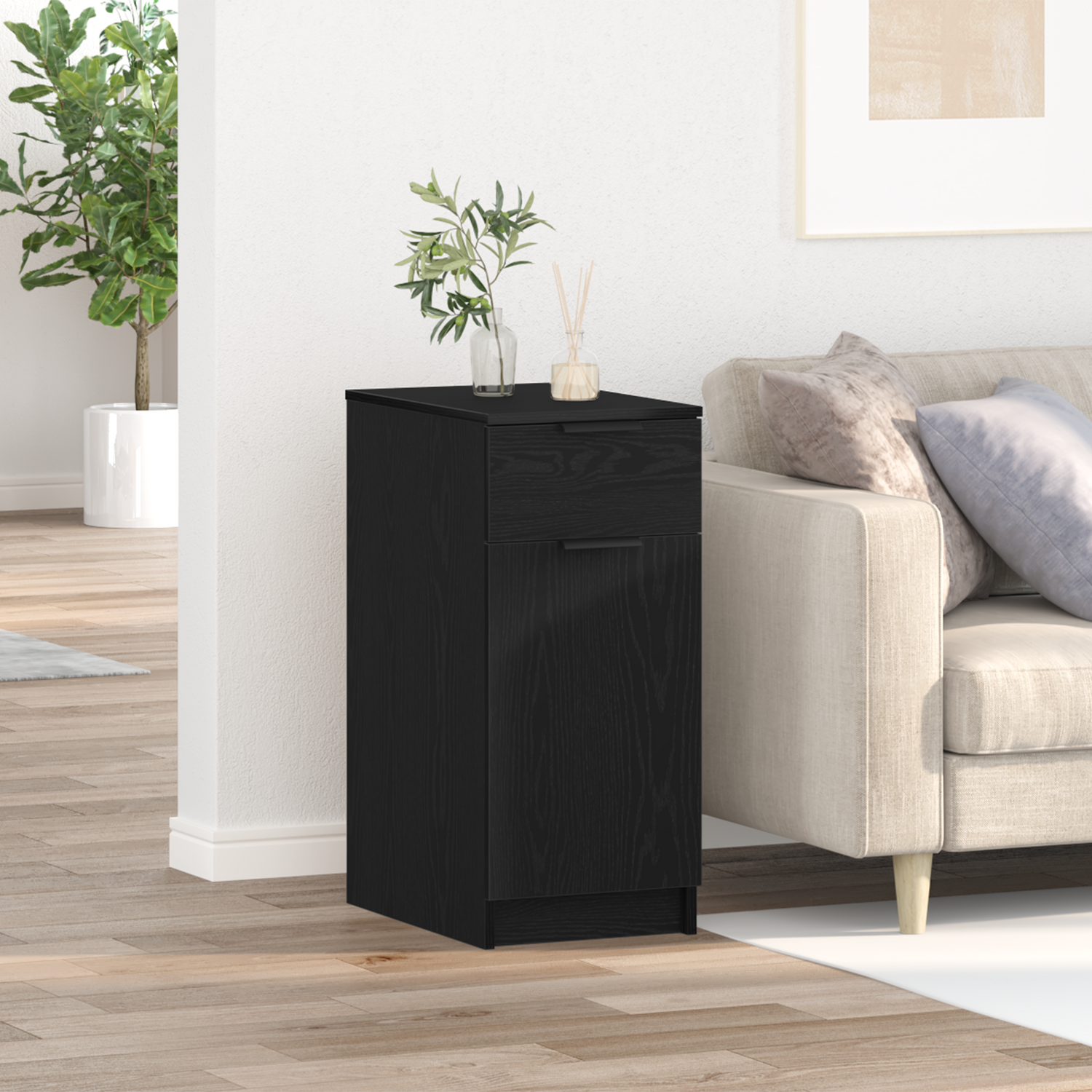 Office Cabinet Black Oak 33 x 50 x 75 cm Engineered Wood