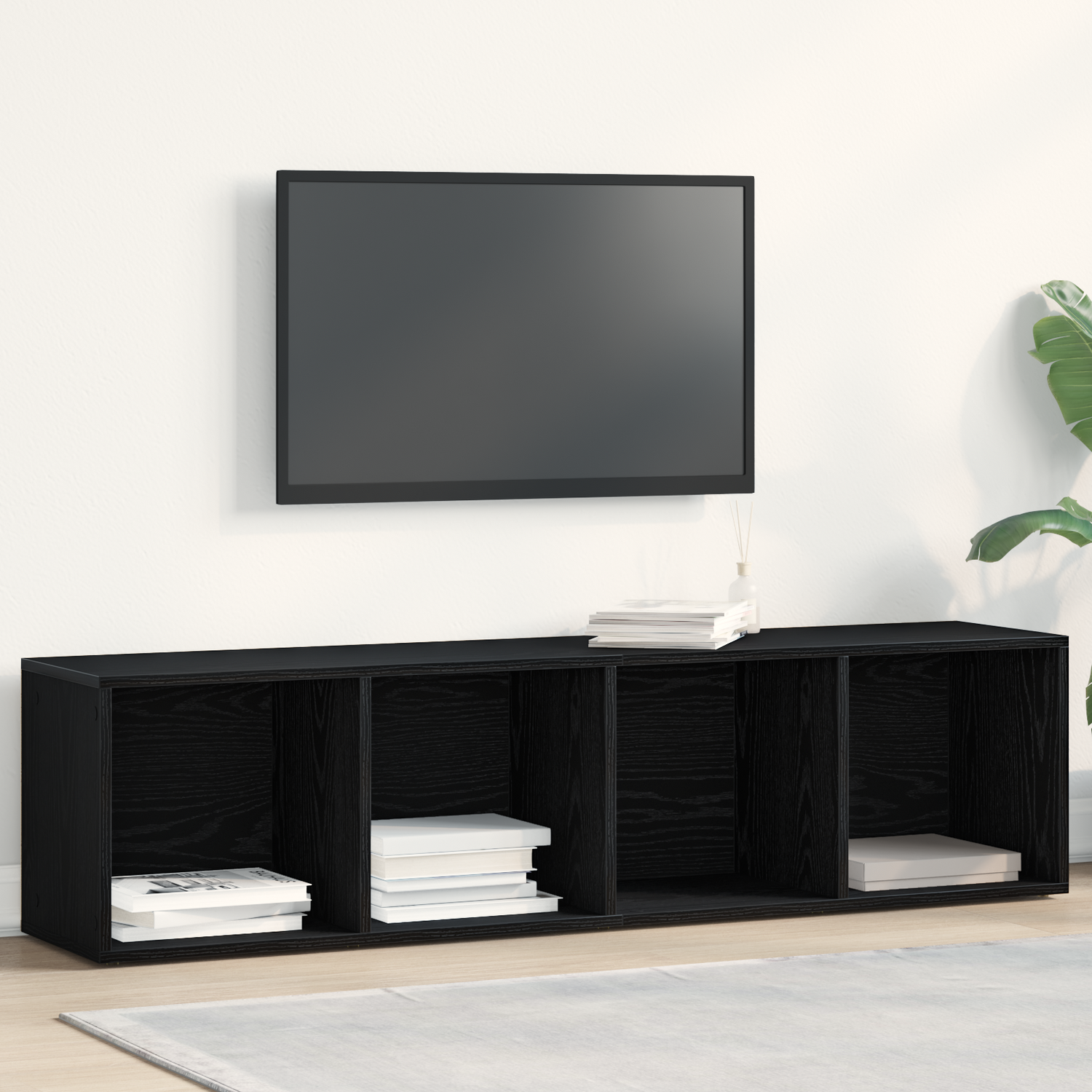 Book Cabinet Black Oak 36 x 30 x 143 cm Engineered Wood