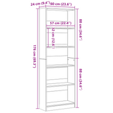 Bookshelf Black Oak 60 x 24 x 176 cm Engineered Wood