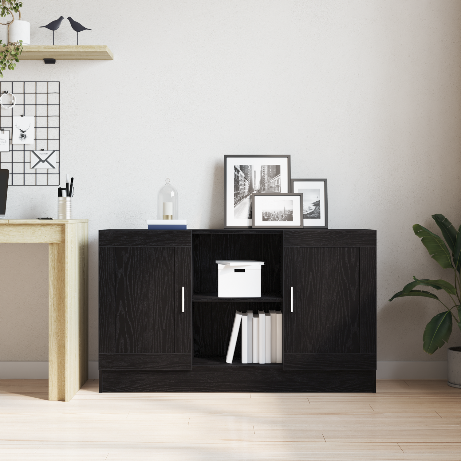 Sideboard Black Oak 120 x 30,5 x 70 cm Engineered Wood
