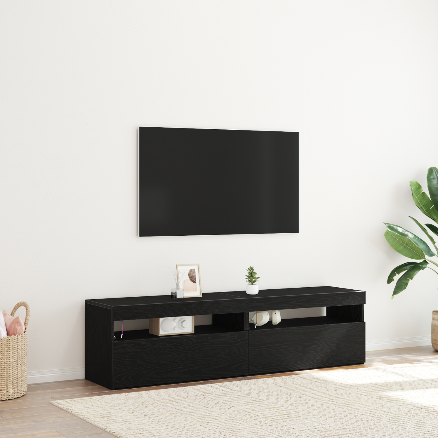 TV Cabinet 2 pcs Black Oak 75 x 35 x 40 cm Engineered Wood